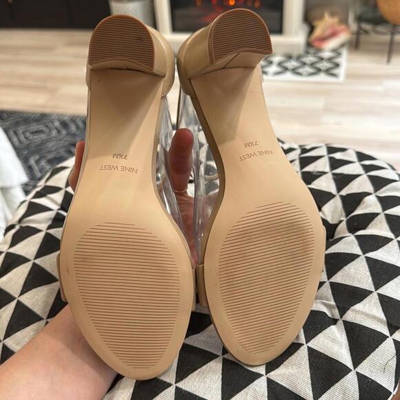 Nine West Pruce Ankle Strap Block Heel Sandals nude - Picture 6 of 8